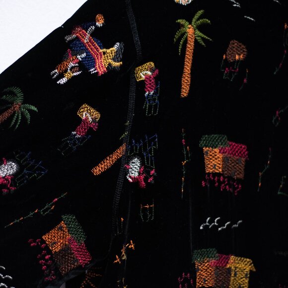Vtg Y2K Chico's Design Velvet Blazer 3/XL/16 Embroidered Tropical Jacket Silk - Picture 3 of 9